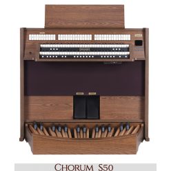   Viscount Chorum S50 – Дву-мануален литургичен църковен орган с ARTEM семплиране, 152 гласа, 38 органови регистра, 15 оркестрови гласа и елегантна дървена конзола