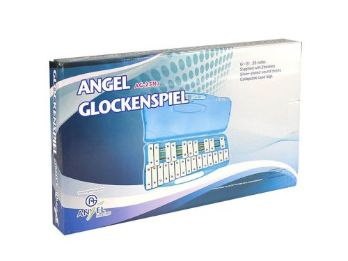 Angel AX-25N2 Glockenspiel – 25 Nickel-Stäbe, 2 Oktaven G2 bis G4, mintblauer Kunststoffkoffer, 2 Schlägel inklusive
