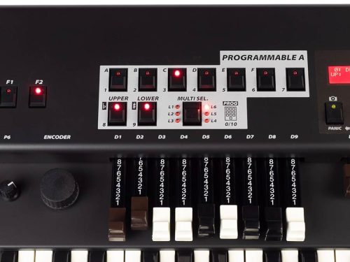 Crumar GSi DMC-122 controler MIDI dual manual – 2 x 61 clape waterfall, 20 drawbars, 6 potențiometre, USB & 4x MIDI Out – complet programabil