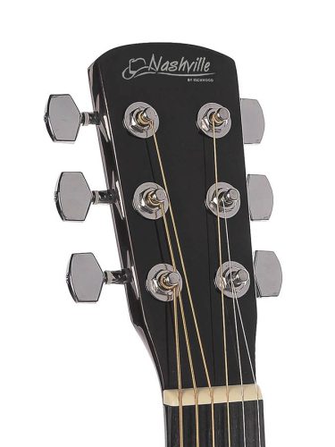 Nashville GSD-60-BK Akustische Dreadnought Gitarre, Gegossene Mechaniken, Schwarz