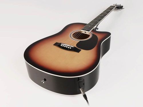 Nashville GSD-60-CESB Akusztikus Dreadnought Gitár, Öntött Fém Kulcsok, Kivágás, Aktív EQ, Sunburst