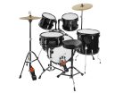 Hayman HM-100-BK Set Tobe Start Series 5 Piese – Negru, 22" tobă mare, 10"/12"/16" tomuri, 14" tobă mică, hardware complet, cinele, scăunel și bețe