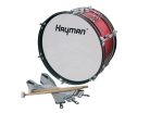 Hayman JMDR-1607 Tobă de bass de marș pentru juniori – 16"x7", roșie cu accesorii albe, curele de umăr incluse