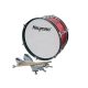 Hayman JMDR-1607 Tobă de bass de marș pentru juniori – 16"x7", roșie cu accesorii albe, curele de umăr incluse
