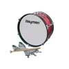 Hayman JMDR-1607 Tobă de bass de marș pentru juniori – 16"x7", roșie cu accesorii albe, curele de umăr incluse