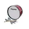 Hayman JMDR-1607 Tobă de bass de marș pentru juniori – 16"x7", roșie cu accesorii albe, curele de umăr incluse