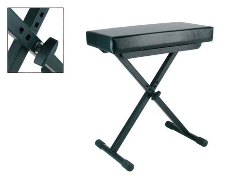 Boston OB-80 – Keyboardbank, X-Modell, Schwarz, Sitzfläche in Lederoptik (51 x 25 cm)