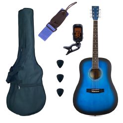   SX SD104BUS Basic2, Akusztikus gitár szett, Kék matt sunburst, Dreadnought