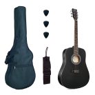 SX SD104GBK Basic1, Set Chitară Acustică, Negru, Finisaj Lucios, Dreadnought