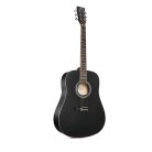 SX SD104GBK Basic1, Set Chitară Acustică, Negru, Finisaj Lucios, Dreadnought