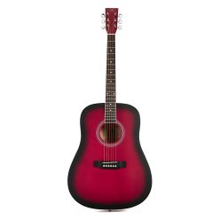   SX SD104GRDS, chitară acustică, rosu sunburst, finisaj lucios