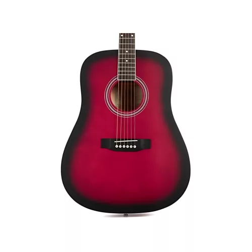 SX SD104GRDS Akustikgitarre, rotes Sunburst, Hochglanz-Finish