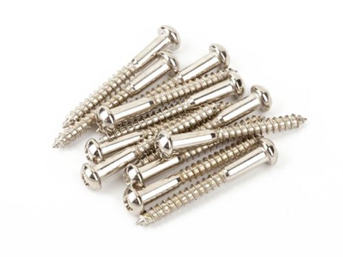 0016170049 Fender Genuine Replacement Part bridge mounting screws, vintage Strat, 6 x 1-1/4, nickel, 12 pcs