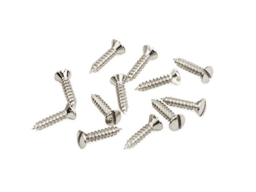 0018368049 Fender Genuine Replacement Part pickguard/control plate mounting screws, '50s era Tele, 4 x 1/2 slotted, nickel, 12 pcs