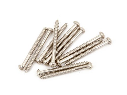 0027035049 Fender Genuine Replacement Part pickup mounting screws, vintage basses, 4 x 1-1/4 philips, nickel, 12 pcs