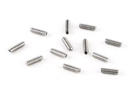 0040800049 Fender Genuine Replacement Part saddle height screws, Standard Series basses, 6-32 x 7/16 hex, nickel, 12 pcs