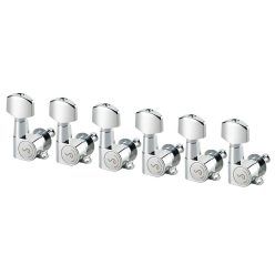   0402200136 Schaller M6 Mini machine heads 6L with small metal pegs, solid shaft, chrome