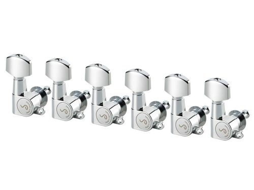 0402200136 Schaller M6 Mini machine heads 6L with small metal pegs, solid shaft, chrome