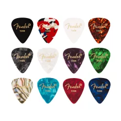   0980300100 Fender Celluloid Medley Picks 12 pieces, 351 shape, thin
