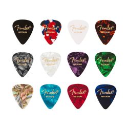   0980300300 Fender Celluloid Medley Picks 12 pieces, 351 shape, medium