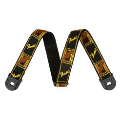   0990629001 Fender Quick Grip 2" guitar strap, black/yellow/brown