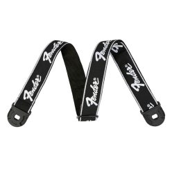   0990629008 Fender Quick Grip 2" guitar strap, black with white running logo