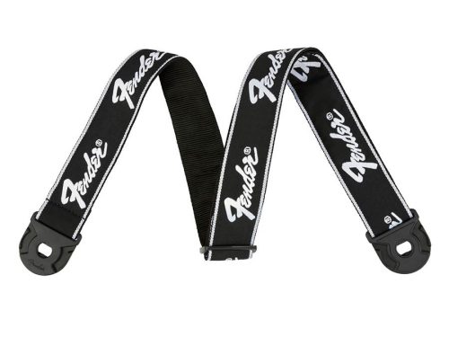 0990629008 Fender Quick Grip 2" guitar strap, black with white running logo