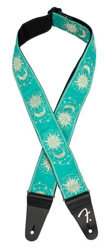 0990637249 Fender  American Vintage II woven guitar strap, sun & moon design, sea foam green