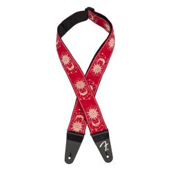   0990637254 Fender  American Vintage II woven guitar strap, sun & moon design, dark red