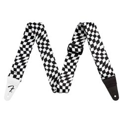   0990637288 Fender  wavy checkerboard polyester strap, black/white