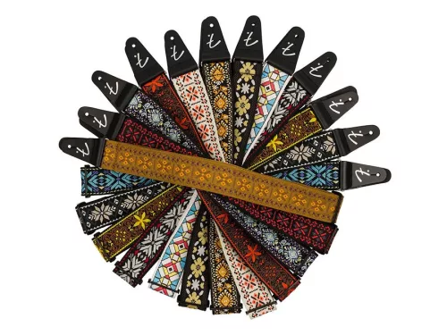 0990638031 Fender  2" guitar strap, Pasadena woven, yellow lotus