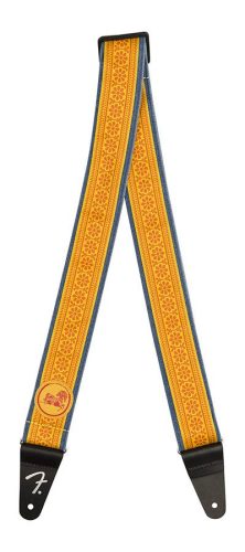 0990639106 Fender George Harrison Dark Horse Floral guitar strap, orange, 2"