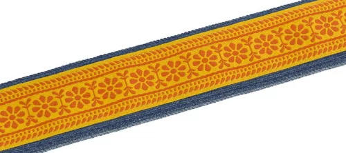 0990639106 Fender George Harrison Dark Horse Floral guitar strap, orange, 2"