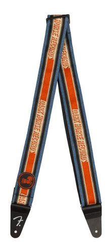 0990639107 Fender George Harrison Dark Horse Logo guitar strap, blue/red, 2"