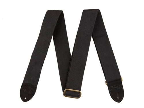 0990667006 Fender  2" guitar strap 'Cotton/Leather', Fender Logo, black