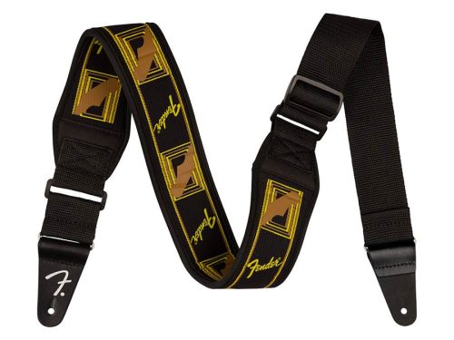 0990694208 Fender  Swell neoprene guitar strap, black/yellow/brown mono, 2.5"