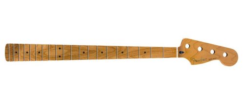 0990702920 Fender Genuine Replacement Part roasted maple Jazz Bass neck, 20 medium jumbo frets, 9.5" radius, maple, C shape, MIM