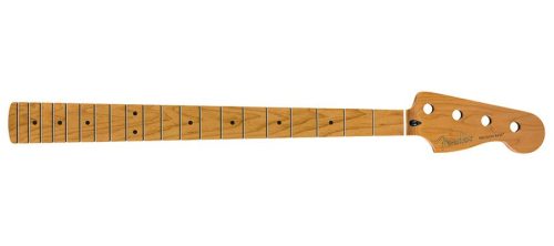 0990802920 Fender Genuine Replacement Part roasted maple Precision Bass neck, 20 medium jumbo frets, 9.5" radius, maple, C shape, MIM