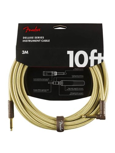 0990820091 Fender Deluxe Series instrument cable, 10ft, 1x angled, tweed