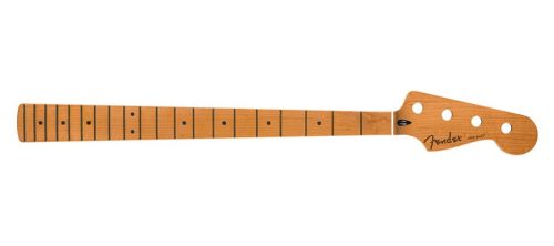 0990902920 Fender Genuine Replacement Part satin roasted maple Jazz Bass neck, 20 jumbo frets, 12", maple, flat oval shape