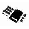 0991363000 Fender Genuine Replacement Part strat accessory kit, contains pot knobs, switch tip, backplate, pickup covers, black