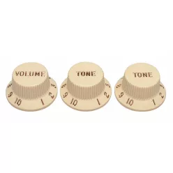   0991369000 Fender Genuine Replacement Part strat knobs for CTS shaft size, 1V + 2T, aged