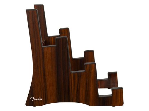 Fender 0991829001 Deluxe Дървена стойка с 3 нива – орехов финиш, за 3 електрически китари