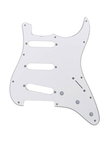 0992018000 Fender Genuine Replacement Part pickguard 62 Vintage Strat, SSS, 11 screw holes, 3-ply, white