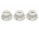 0992035000 Fender Genuine Replacement Part strat knobs for CTS shaft size, 1V + 2T, white