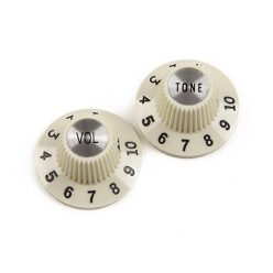   0992086000 Fender Genuine Replacement Part 1965 Jazzmaster Witch Hat knobs, 2pcs, vintage white