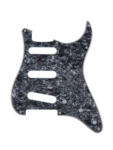 0992141000 Fender Genuine Replacement Part pickguard Strat®, SSS, 11 screw holes, 4-ply, black pearl