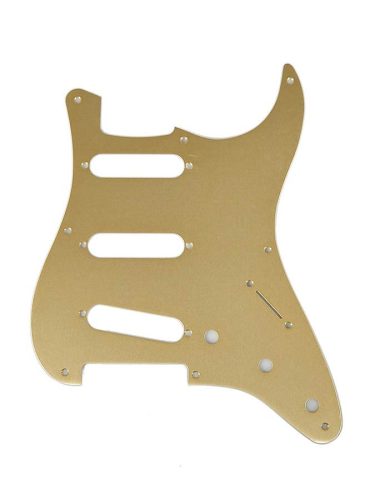 0992143000 Fender Genuine Replacement Part pickguard 57 Vintage Strat, SSS, 8 screw holes, 1-ply, gold anodized