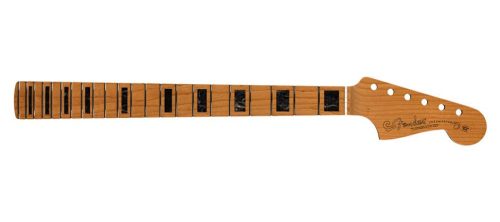 0992202920 Fender Genuine Replacement Part roasted maple Jazzmaster neck, block inlay, 22 medium jumbo frets, 9.5" radius maple fretboard, MIM