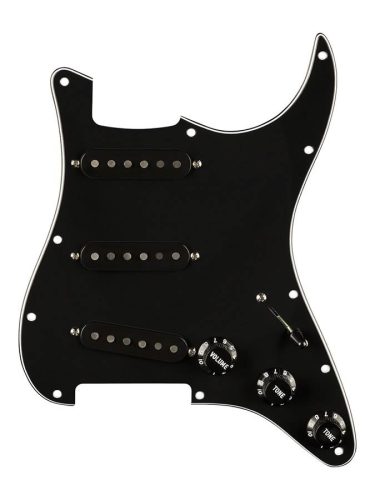 0992236506 Fender  Pre-wired Strat Pickguard, Pure Vintage '59 SSS w/RWRP middle, 11 screw holes, black